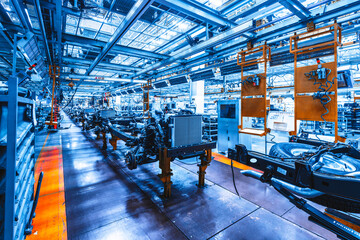 Scene at work in a car manufacturing workshop
