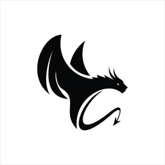 Dragon Logo Vector Silhouette Black Illustration of Heraldic Animal Legend