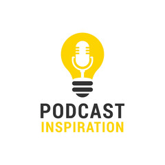 Podcast inspiration logo template vector illustration