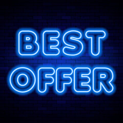 Glowing neon sign. Design element for banner ads