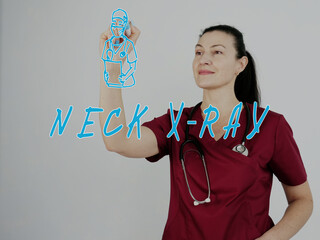 GP writing NECK X-RAY with marker