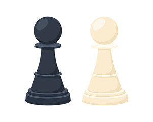 Vector illustration of chess. Two pawns isolated on a white background. Chess pieces in cartoon style
