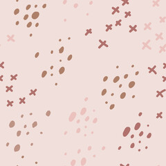 Vector hand drawn seamless pattern cute design. Beige, brown, earth, geo shape color