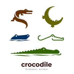 crocodile reptile logo set