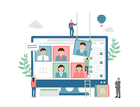 Video conference (online remote learning) concept vector illustration