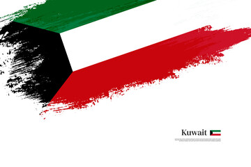 Happy independence day of Kuwait with grungy stylish brush flag background