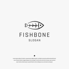 fish bone logo icon design template flat vector