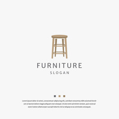 Chair wood furniture logo icon design template flat vector