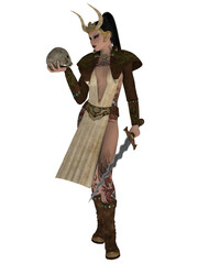 3d illustration of an woman with a fantasy outfit