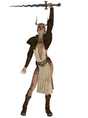 3d illustration of an woman with a fantasy outfit