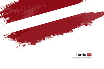 Happy independence day of Latvia with grungy stylish brush flag background
