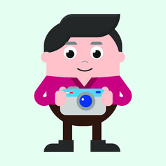 cute boy photography icon illustration vector graphic
