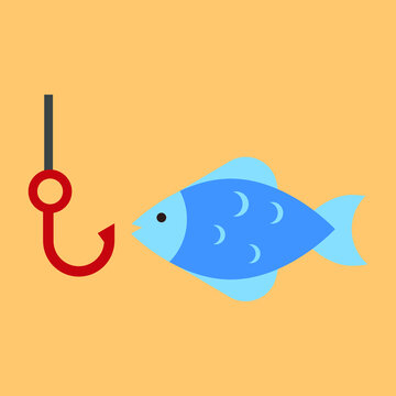 catch fish, fishing icon illustration vector graphic