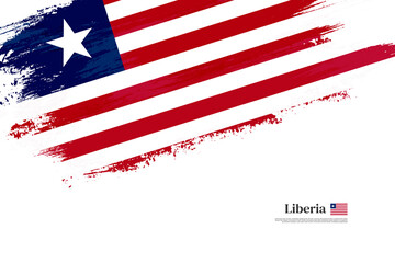 Happy independence day of Liberia with grungy stylish brush flag background