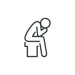 Depression man line icon. Simple outline style. Depress, sad, lonely, loneliness, alone, person, sorrow, stress concept. Vector illustration isolated on white background. Thin stroke EPS 10.