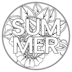 Hello Summer banner template with mehndi flower