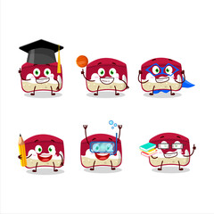 School student of cherry cake cartoon character with various expressions