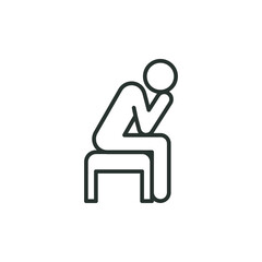 Depression man line icon. Simple outline style. Depress, sad, lonely, loneliness, alone, person, sorrow, stress concept. Vector illustration isolated on white background. Thin stroke EPS 10.