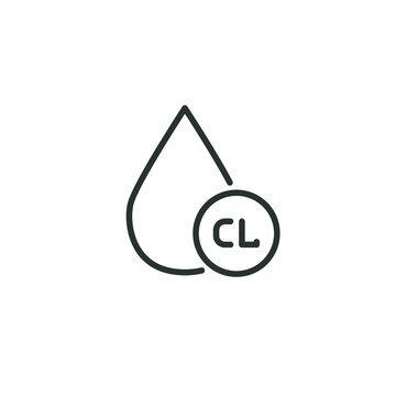 Drop water containing chlorine line icon. Simple outline style. Chloride, antiseptic, liquid, purification, molecule concept. Vector illustration isolated on white background. Thin stroke EPS 10.