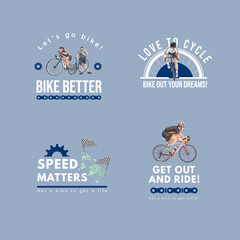Logo design with world bicycle day concept,watercolor style