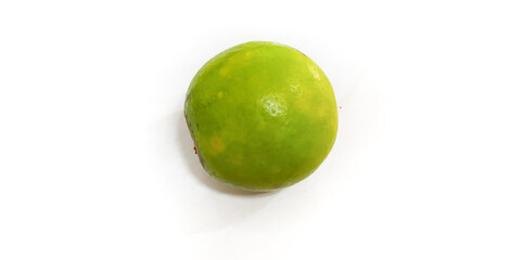 Single Tangerines orange fruit on white background. Some call it green orange fruit.