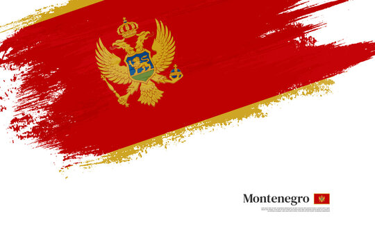 Happy independence day of Montenegro with grungy stylish brush flag background