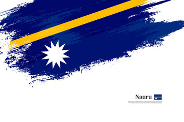 Happy independence day of Nauru with grungy stylish brush flag background