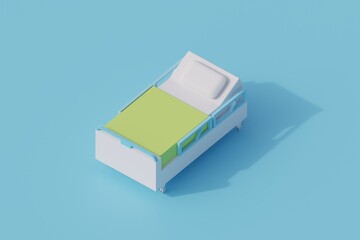 hospital bedroom single isolated object. 3d render illustration
