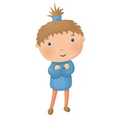 Cute little cartoon boy isolated on white background. Vector illustration.