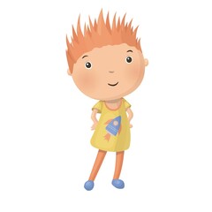 Cute little cartoon boy isolated on white background. Vector illustration.