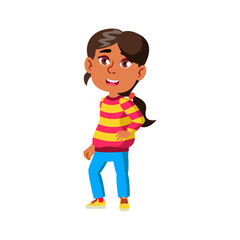 small girl child posing on photo session cartoon vector. small girl child posing on photo session character. isolated flat cartoon illustration