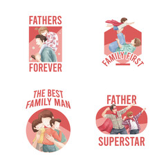 Fototapeta na wymiar Card template with father's day concept,watercolor style