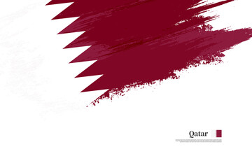 Happy independence day of Qatar with grungy stylish brush flag background