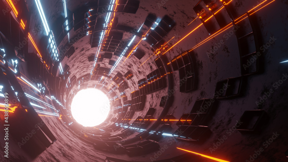 Aufkleber 3d rendering of a sci-fi tunnel