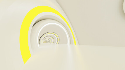 Obraz premium Futuristic white tunnel 3D rendering in abstract