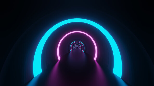 Futuristic Abstract Blue Neon Pink Circle Glow Glow