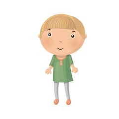 Cute little cartoon boy isolated on white background. Vector illustration.