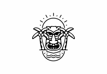 Aloha line art illustration badge