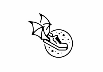 Flying shoes with wings line art badge