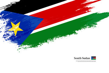 Happy independence day of South Sudan with grungy stylish brush flag background