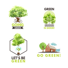 Logo design with green energy concept,watercolor style