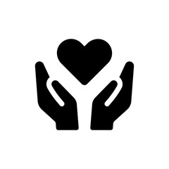 Obraz premium Charity icon. Hand holding heart symbol vector.