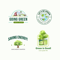 Logo design with green energy concept,watercolor style