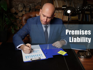 Business concept about Premises Liability . Closeup portrait of unrecognizable successful...