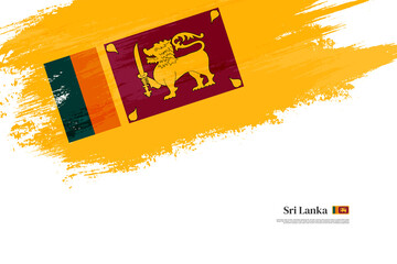 Happy independence day of Sri Lanka with grungy stylish brush flag background