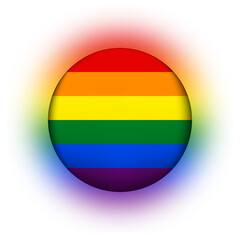 Glass light ball with flag of LGBT. Round sphere, template icon. Glossy realistic ball, 3D abstract vector illustration.Love wins. LGBT symbol sticker in rainbow colors. Gay pride collection