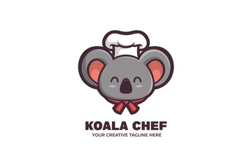 Chef Koala Children Food Mascot Character Logo Template