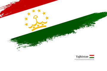 Happy independence day of Tajikistan with grungy stylish brush flag background