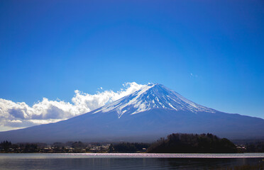 Landscape of Mt. Fuji view from Kawaguchiko lake, Japan