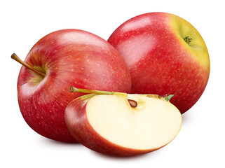 Red apple isolated on white background. Clipping path. Fresh organic apple.